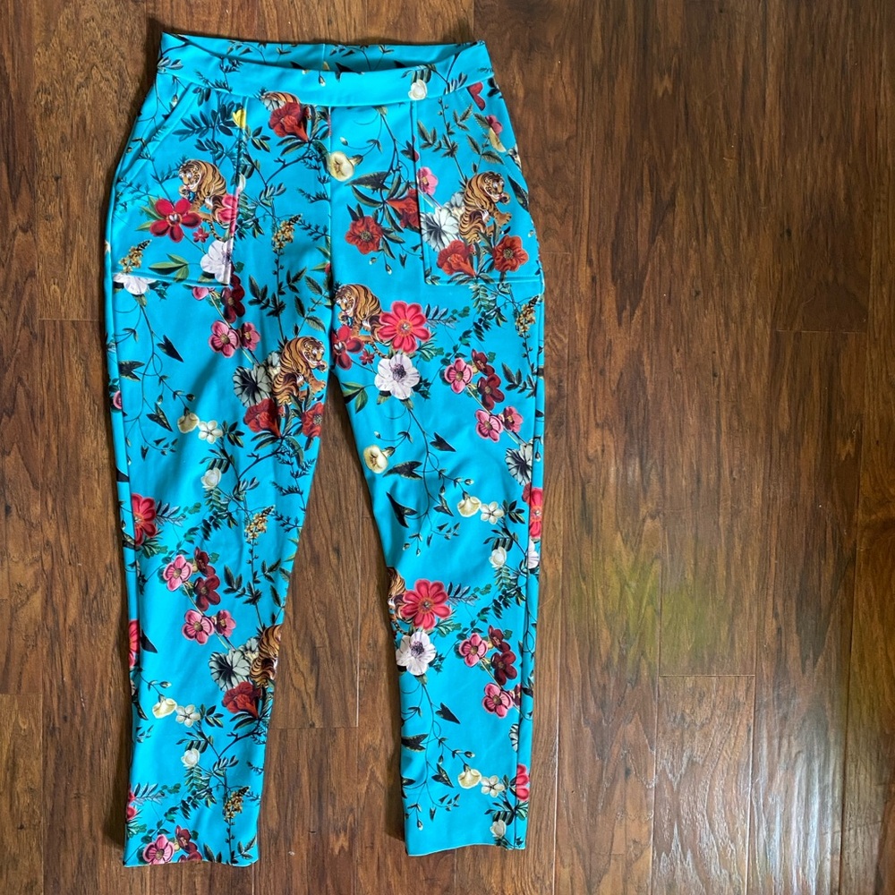 Blackmilk Floral Straight Leg Pants - Blue and Multicolor